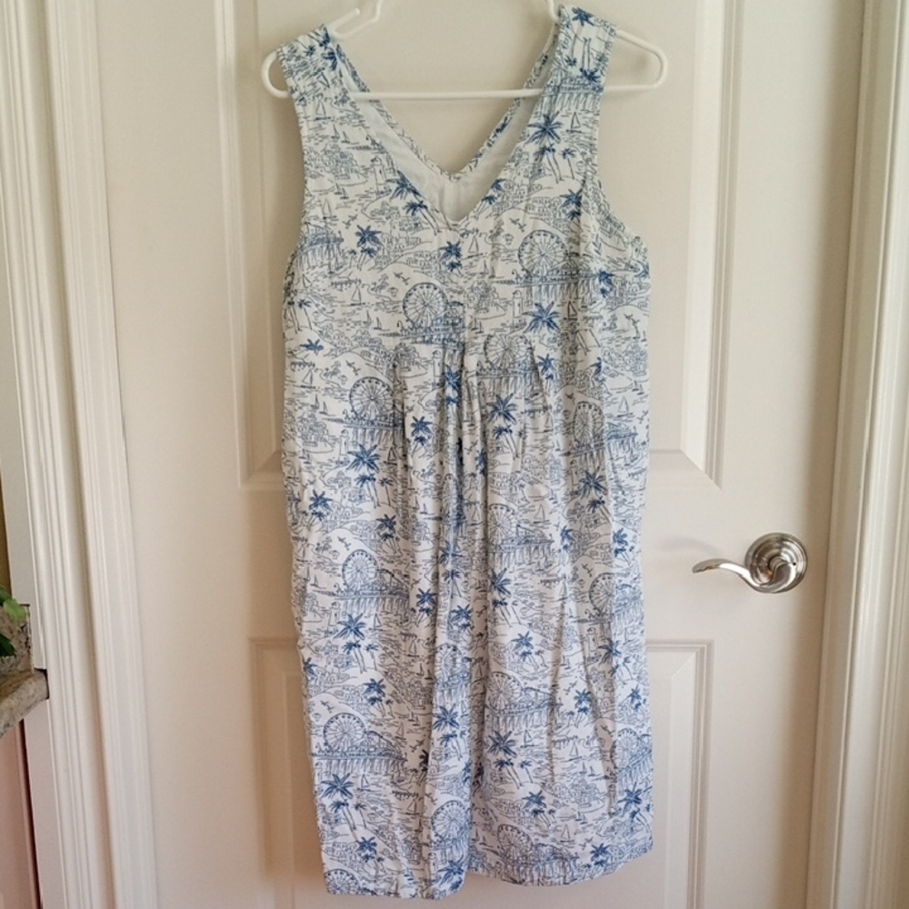 Old Navy Blue and White Sleeveless Dress Size Medium